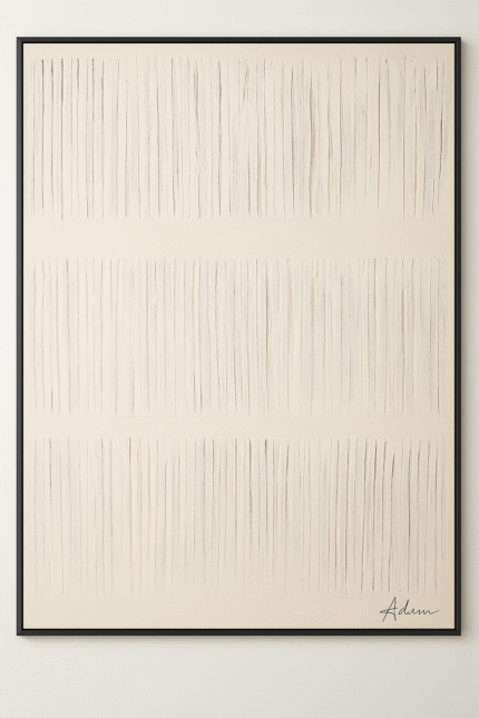 Minimalist textured wall art 100x150 with vertical neutral strokes