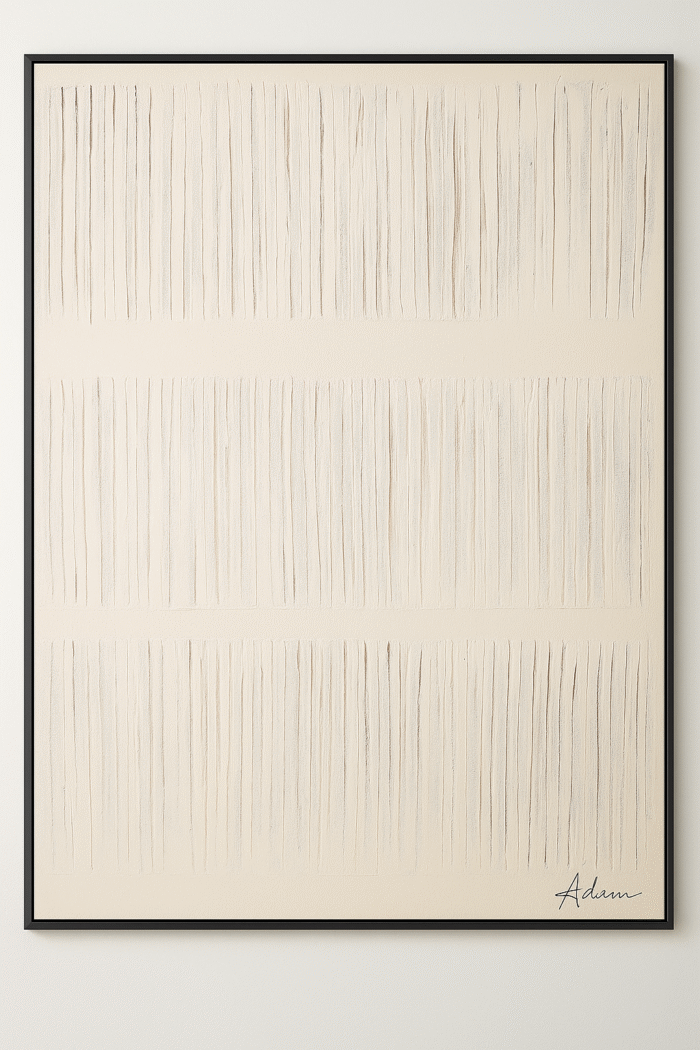 Minimalist textured wall art 100x150 with vertical neutral strokes