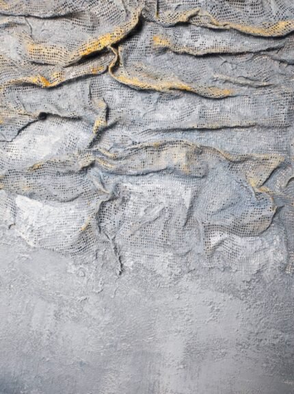 Grey Gold Abstract Textured Hand Painted Wall Art UAE | Modern Luxury Canvas