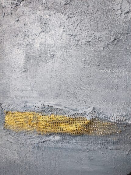 Grey Gold Abstract Textured Hand Painted Wall Art UAE | Modern Luxury Canvas