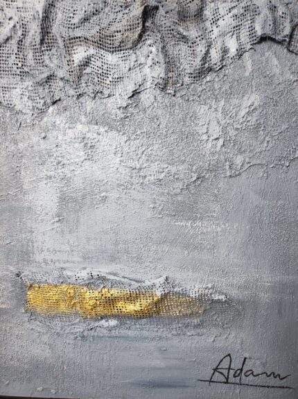 Grey Gold Abstract Textured Hand Painted Wall Art UAE | Modern Luxury Canvas