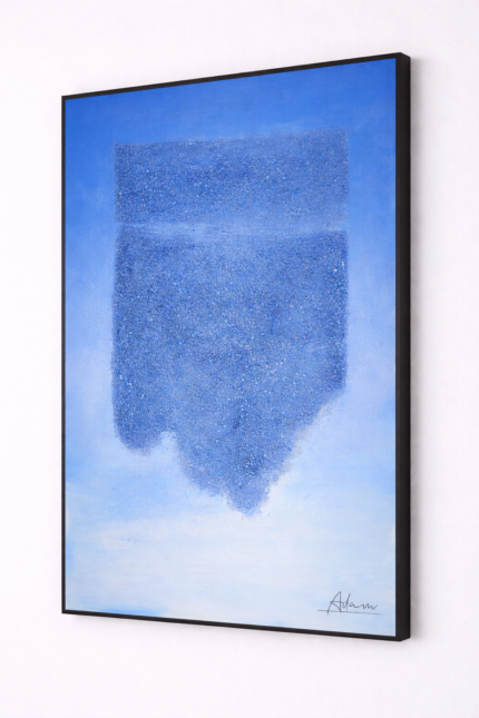 Abstract Coastal Horizon Wall Art with Textured Mixed Media