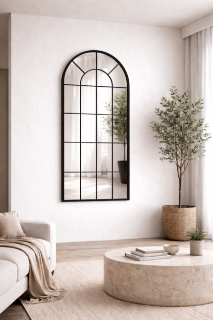 Archway Elegance Arched Black Wall Mirror – 100 × 180 cm
