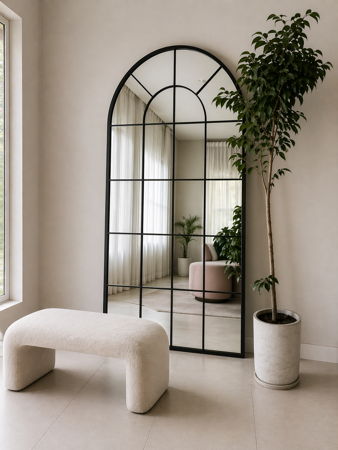 Arched Black Wall Mirror UAE | Full Length Elegant Arch Mirror