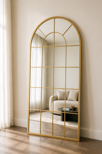 Arched Gold Wall Mirror UAE | Full Length Elegant Arch Mirror