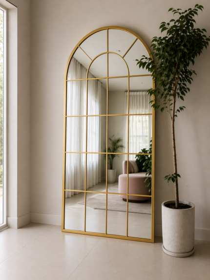 Arched Gold Wall Mirror UAE | Full Length Elegant Arch Mirror
