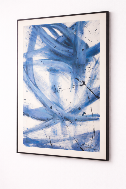 Hand Painted Blue Abstract Wall Art – Intersecting Motion