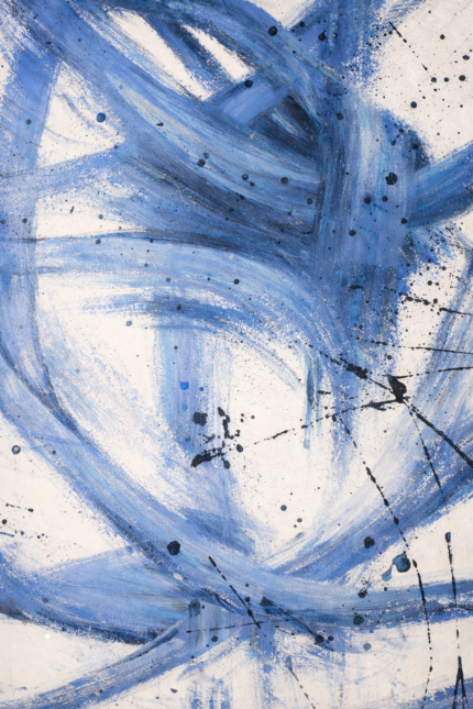 Hand Painted Blue Abstract Wall Art – Intersecting Motion