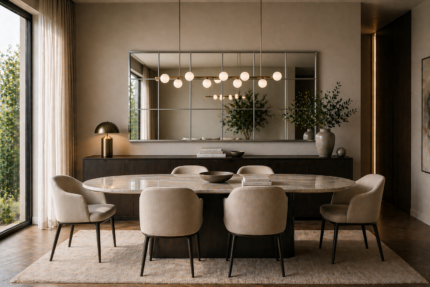 Silver Full Length Grid Mirror UAE – Modern Rectangular Wall Mirror