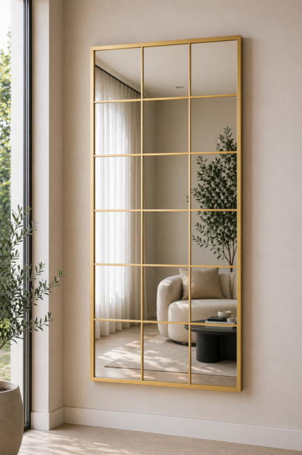 gold full length grid mirror uae 90x180 luxury rectangular mirror