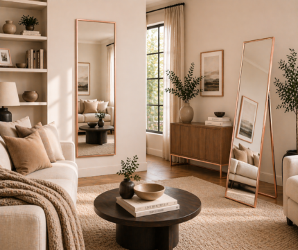 Rose Gold Full Length Standing & Wall Mirror UAE – Slim Frame Mirror