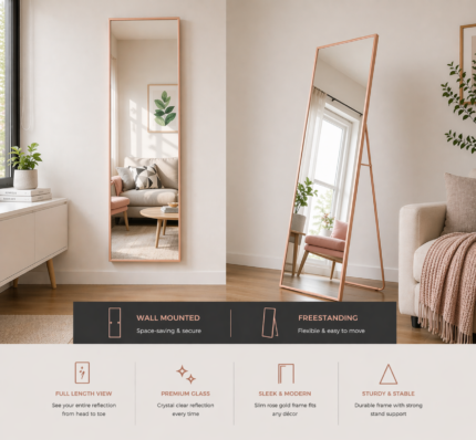 rose gold full length standing wall mirror uae 80x180 slim frame mirror